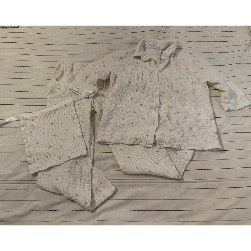 Imbali Women’s 100% Cotton Gauze Pajama Top Bottom Set Floral- S - Picture 10 of 11